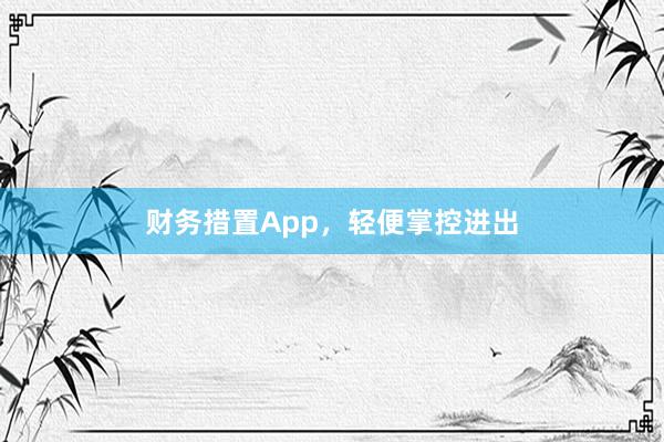 财务措置App，轻便掌控进出